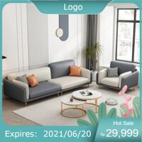 Bộ ghế sofa phòng khách cao cấp ghế bọc da, đệm bọt biển, chân sắt sơn tĩnh điện, tặng 4 gối ôm- Bảo hành 2 năm