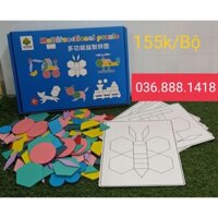 🧩🧩🧩Bộ Ghép Hình Đa Năng 130 Chi Tiết - Đồ Chơi  Lắp Ghép Bằng Gỗ , Đồ Dùng montessori