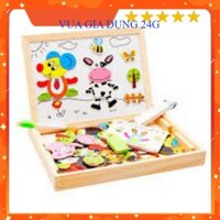 Bộ Ghép Hình Nam Châm Bằng Gỗ 2 Mặt Cho Bé Phát Triển Trí Sáng Tạo