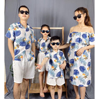 Bộ Gia Đình Áo sơ mi họa tiết - Quần đi biển - Áo đôi, Áo nhóm Đi Biển