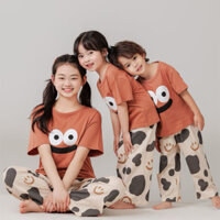 Bộ Gia Đình Cho Trẻ Em Bé Trai Bé Gái Mẹ Mùa Hè Nóng Phù Hợp Với cotton Nhà Quần Áo Bộ Đồ Ngủ Bộ Tay Ngắn Áo Thun Quần Dài 2 Bộ