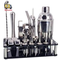 Bộ Giá Đỡ Bình Lắc Cocktail 23 Món Bằng Thép Không Gỉ Acrylic Cho Bartender