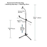 Bộ Giá đỡ Chân Kẹp Mic và Điện thoại Micro Livestream bán hàng, biểu diễn âm nhạc có lưới lọc chuyên nghiệp