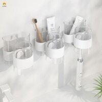 Bộ giá đựng bàn chải đánh răng ECHOG, Đa chức năng Không khoan Cốc nước súc miệng phòng tắm, Cốc giặt bền bỉ Treo tường Tiết kiệm không gian Bộ giữ cốc đánh răng Máy cạo râu