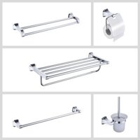 Bộ giá treo khăn tắm bằng chrome sáng cao cấp, giá treo khăn giấy, giá treo khăn giấy đôi, bộ quà tặng hoàn chỉnh 5700