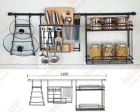 Bộ giá treo ngoài 3 món úp vung - gia vị - Dao thớt đũa muỗng GTN-01SET Inoxen