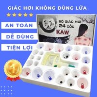 Bộ giác hơi không dùng lửa 24 cốc cao cấp, bộ giác hơi chân không tặng kèm bộ phụ kiện, An toàn cho da