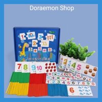 Bộ giáo cụ que tính học toán và thẻ ghép số học phép tính tư duy, giáo cụ Montessori cho bé. Doreamon Shop