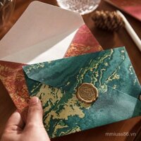 Bộ Giấy Thư và Phong Bì Dày Dạn Dát Vàng Cao Cấp Vintage Thư Tình Viết Tay Lãng Mạn Dấu Sáp Lời Mời