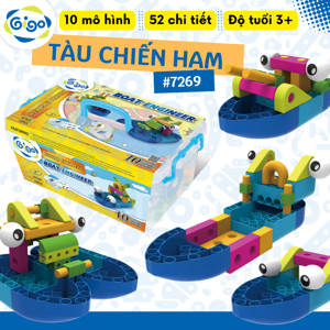 Bộ Gigo Toys tàu chiến hạm 7269 - 10 mô hình, 52 miếng ghép