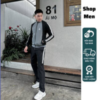 Bộ gió Adidas 2 lớp Shop Men MK3332, Set quần áo gió phối màu sắc nét logo thêu túi khoá form đẹp mẫu mới 2023