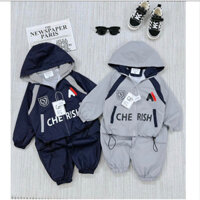 Bộ gió thể thao khoá kéo cho bé 10-30kg, chất gió mềm