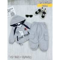 Bộ gió thể thao lót lưới thông hơi mũ liền của bé sai 11-30kg