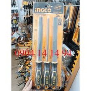 Bộ giũa thép 3 cây Dẹp - Bán nguyệt - Tròn  Ingco 8"/200mm HKTFW0308