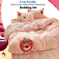 Bộ giường cotton cao cấp3 / 4in1 vỏ chăn bông SpongeBob chăn bông Crayon Shin-chan ga trải giường hello kitty màu hồng bộ