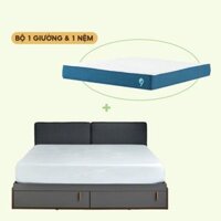Bộ Giường MFC 1m8 DOMINIK và Đệm mút trắng 1m8 ORIGINAL