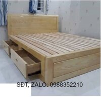 Bộ giường ngủ gỗ sồi ngăn kéo vạt thường