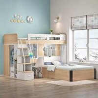 Bộ giường ngủ kết hợp tủ lưu trữ, bàn học GN003