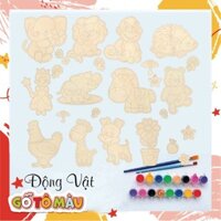Bộ gỗ tô màu cho bé - tặng kèm 1 bút lông và 1 hộp màu
