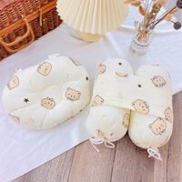 Bộ gối chặn cho bé sơ sinh chống giật mình và gối lõm chống bẹp đầu, vải muslin mềm mại, giúp bé ngủ ngon sâu giấc