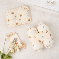 Bộ Gối Chặn Cho Bé Sơ Sinh Molli, Tặng Kèm Gối Thiết Kế Chống Lõm Đầu