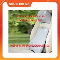 BỘ GỐI ĐẦU TỰA LƯNG ÔTÔ CAO SU NON CAO CẤP MÀU XÁM