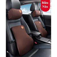 Bộ gối ghế tựa lưng và đầu xe hơi,ô tô chất liệu cao su non cao cấp - Mầu Nâu,Chỉ gối tựa đầu