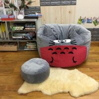 Bộ gối lười hạt xốp chất nhung hình Totoro xám đỏ GL L168