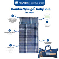 Bộ Gối Nệm Baby Clio 5 Trong 1 Tonybed, Gối Nệm Xếp Gọn Tiện Lợi Dành Cho Bé Đi Học, Du Lịch