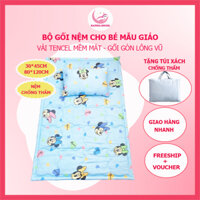 Bộ gối nệm cho bé mầm non 2-5 tuổi Katina House, vải tencel cực mềm mát thấm hút tốt