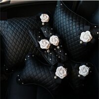 Bộ Gối Tựa Đầu Bọc Chất Liệu Da Cao Cấp Hoa Chanel Đính Đá Sang Trọng Dong Auto