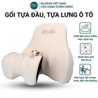 Bộ Gối Tựa Đầu, Gối Tựa Lưng ô tô, thiết kế công thái học, có 3 màu, chất liệu vải nhung tuyết