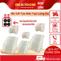 Bộ Gối Tựa Đầu Ô Tô và Tựa Lưng Ô Tô Cao Su Non Bọc Da Sang Trọng -  Ảnh Thật 100%