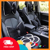 Bộ Gối Tựa Nơ Trên xe khách hình bông hoa Trà thời thượng - Gối Cổ Tựa Eo Trên xe con Hoa Trà Avantestore