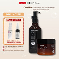 Bộ gội ủ phục hồi hư tổn ngăn rụng cho tóc bồng bềnh mềm mượt combo 9 vyvyhaircare V 530ml