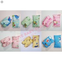 Bộ gối và chặn giặt máy ruột gòn tấm vỏ cotton Hàn Quốc Viet Kids giúp bé không bị méo đầu và tránh giật mình