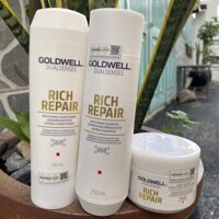 Bộ gội, xả, hấp dầu phục hồi tóc hư tổn Goldwell Rich Repair 250ml/200ml/200ml