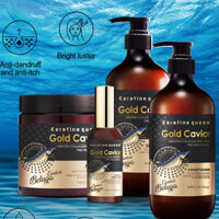 Bộ Gội , Xả Và Tinh Dầu Chăm Sóc Tóc Trứng Cá Muối Vàng KERATINE QUEEN GOLD CAVIAR 800ML
