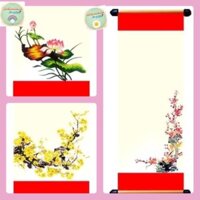 Bộ gồm 10 tờ giấy viết thư pháp + 10 CẶP nẹp treo ( 25cm x 79cm)