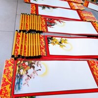 Bộ gồm 10 tờ giấy viết thư pháp + 10 CẶP nẹp treo ( 27cm x 79cm) Xưởng Sáo Hoàng Lâm