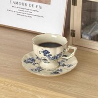 Bộ gốm sứ vintage nhẹ nhàng sang trọng hoa hồng, trà chiều Pháp, tách gốm Anh, tách cà phê châu Âu, tách trà A5L0