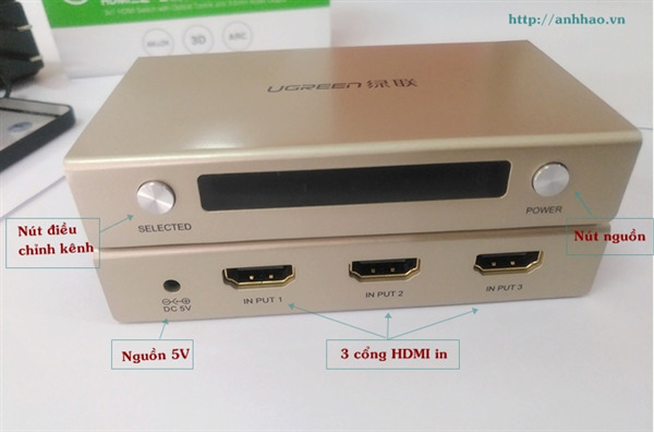 Bộ gộp HDMI 3 vào 1 ra chính hãng Ugreen 40369