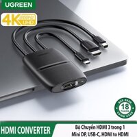 Bộ Gộp HDMI 4 ra 1 Ugreen 20484 USB Type C + Mini DP + HDMI ra HDMI 4K@60Hz Chính hãng CM437
