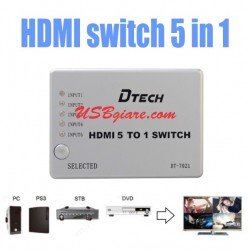 Bộ gộp HDMI 5 vào 1 ra Dtech DT-7021