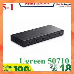 Bộ gộp HDMI chuẩn 2.0 5 vào 1 ra hỗ trợ 4K 60Hz Ugreen 50710