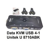 Bộ Gộp Tín Hiệu Nhiều CPU Xài Chung 1 Màn Hình kèm Dây Cáp Bàn Phím, Chuột UNITEK DATA KVM USB 2CPU U 8709 , 4CPU U 8710