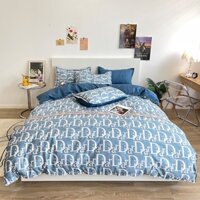 Bộ Gra Giường 5 Món Xanh Kiểu Phối Cotton Cực Sang Size M2-M4-M6-M8x2M