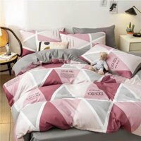 Bộ Gra Trải Giường Vỏ Chăn 5 Món (Hình Thật)Chăn 2 mặt chéo tím phối xám M2*2M-M4*2M- M6*2M-M8*2M