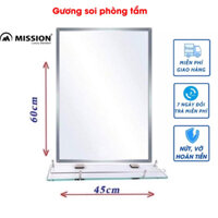 Bộ gương soi kích thước 45x60cm và kệ kiếng dài 50cm kèm pas ốc vít inox 304, combo gương và kệ kính 10 ly