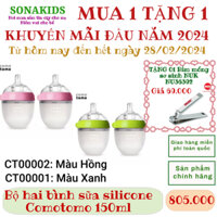 BỘ HAI BÌNH SILICONE COMOTOMO 150ML